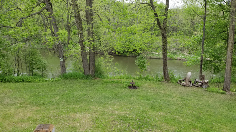 This photo is from the back deck. Stupid floody river.